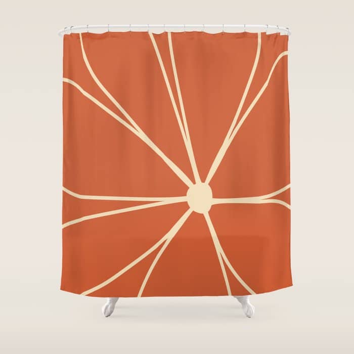Daisy Line Abstract - Red Shower Curtain