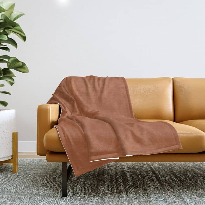 Clay Solid Deep Rich Rust Terracotta Colour Throw Blanket