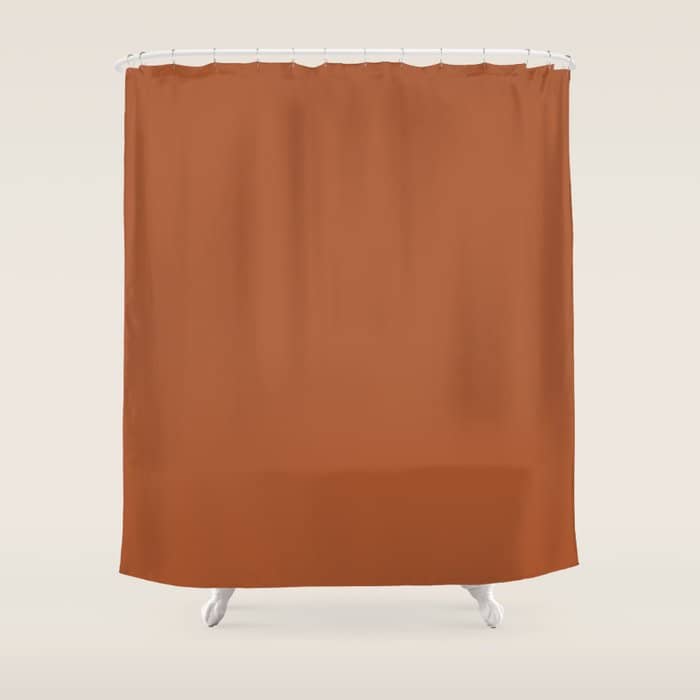 Clay Solid Deep Rich Rust Terracotta Colour Shower Curtain