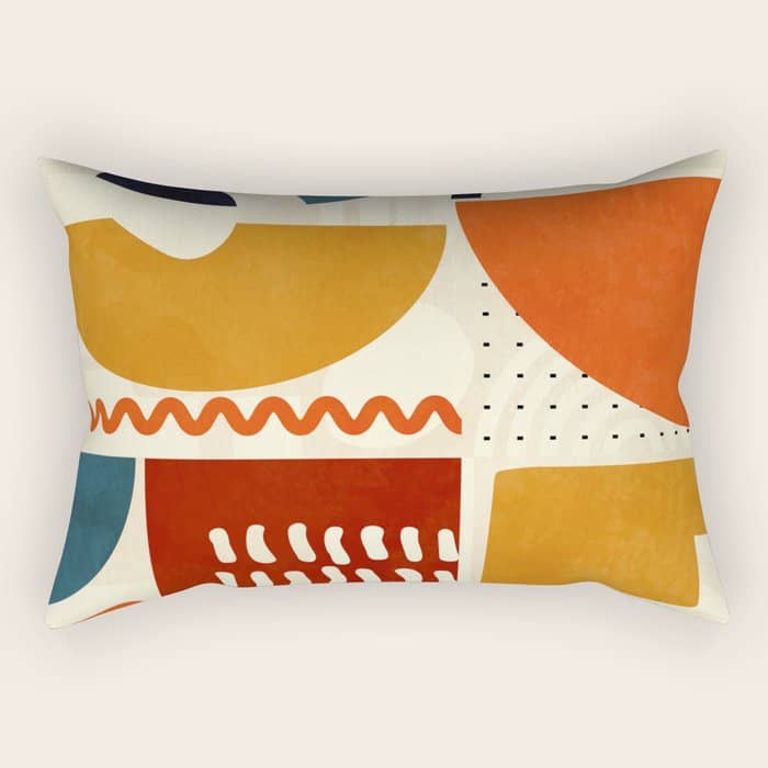 Mid Century Shapes Geometric Abstract Color 2 Rectangular Pillow