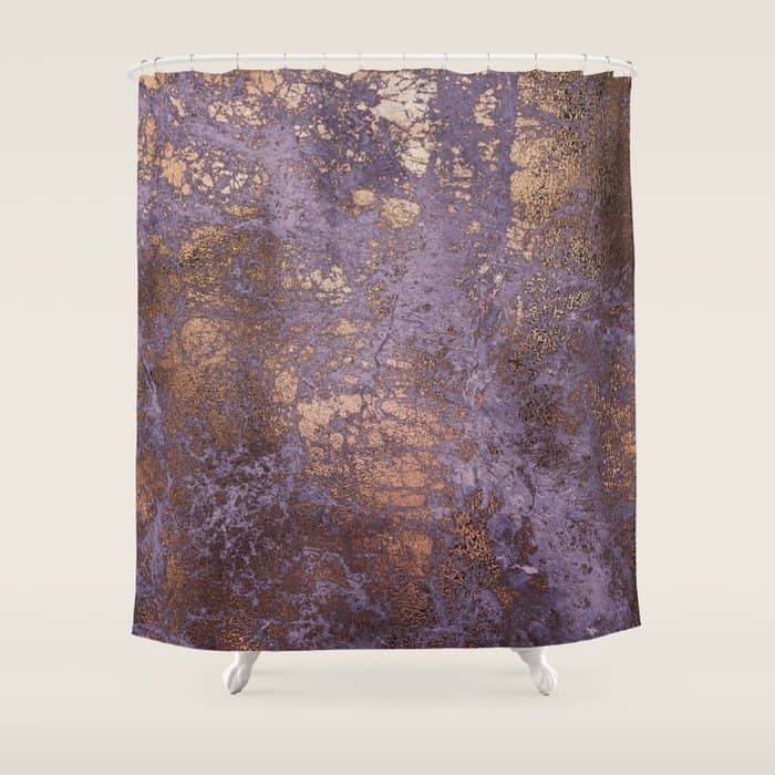 Purple And Copper Glamour Ink  Marble Texture Shower Curtain