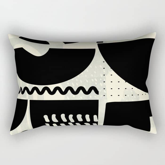 Mid Century Shapes Black White Abstract Art Rectangular Pillow