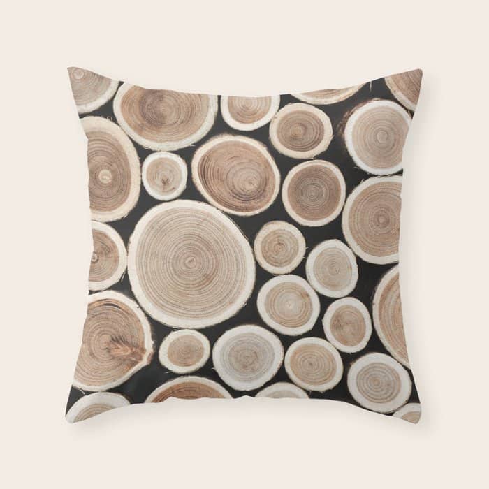 Stacked Logs  4 - Timber - Tree - Woodlands Cabin  Photography By Ingrid Beddoes Throw Pillow