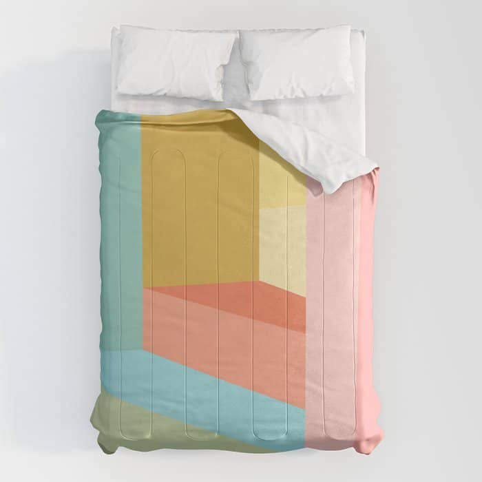 Abstract Geometry Steps In Beachy Pastels Comforter