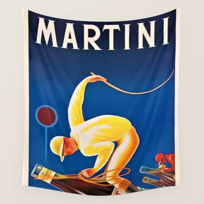 Vintage Martini And Rossi Sparkling Wine Vermouth Advertisement Poster Wall Tapestry
