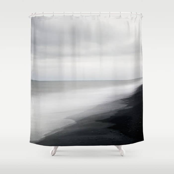 Black Beach, Iceland Abstract Landscape Shower Curtain