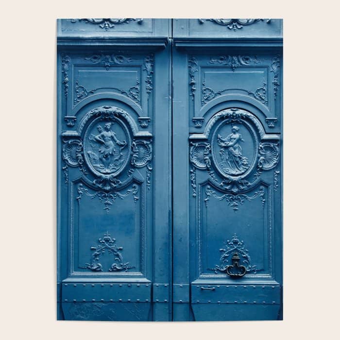 Classic Blue Door In Paris, Architecture Photography Poster