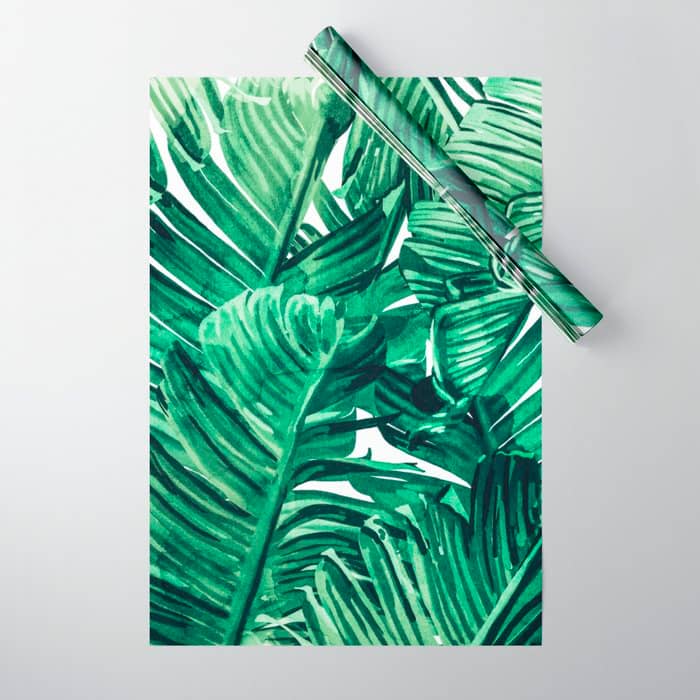 Tropical State Of Mind | Watercolor Palm Banana Leaves Painting | Botanical Jungle Bohemian Plants Wrapping Paper