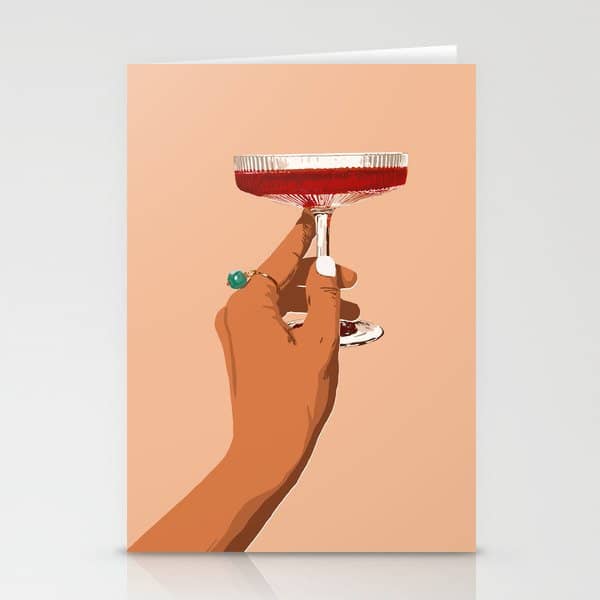 Cheers To Love, Laughter & Happily Ever After #Painting #Illustration Stationery Card