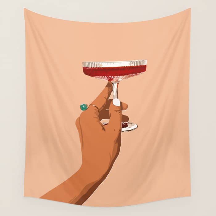 Cheers To Love, Laughter & Happily Ever After #Painting #Illustration Wall Tapestry