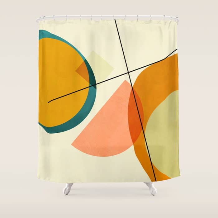 Mid Century Geometric Shapes Painted Abstract Iii Shower Curtain