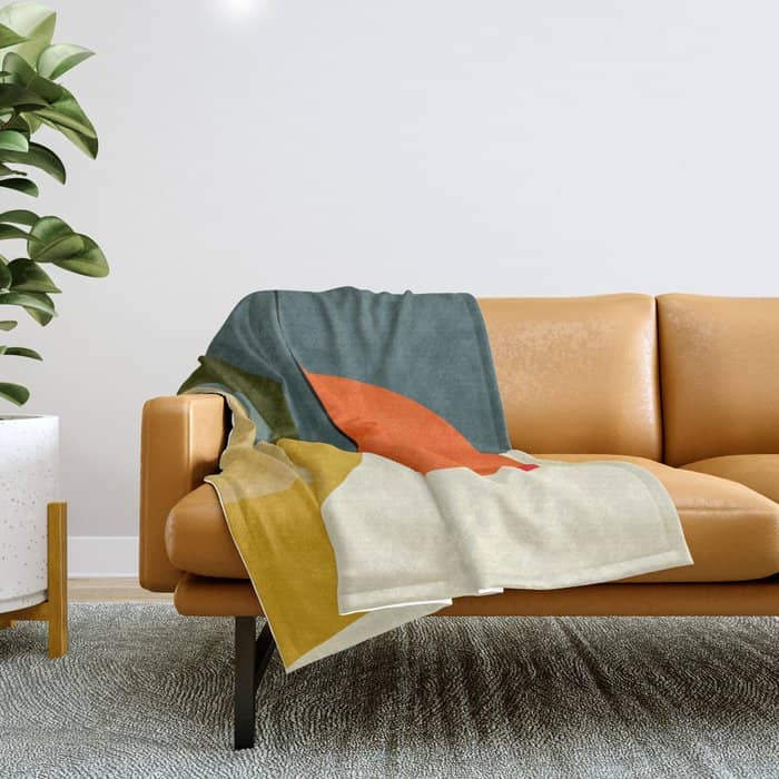 Mid Century Geometric Modern Painting Abstract Ii Throw Blanket