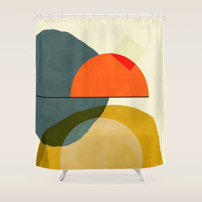Mid Century Geometric Modern Painting Abstract Ii Shower Curtain