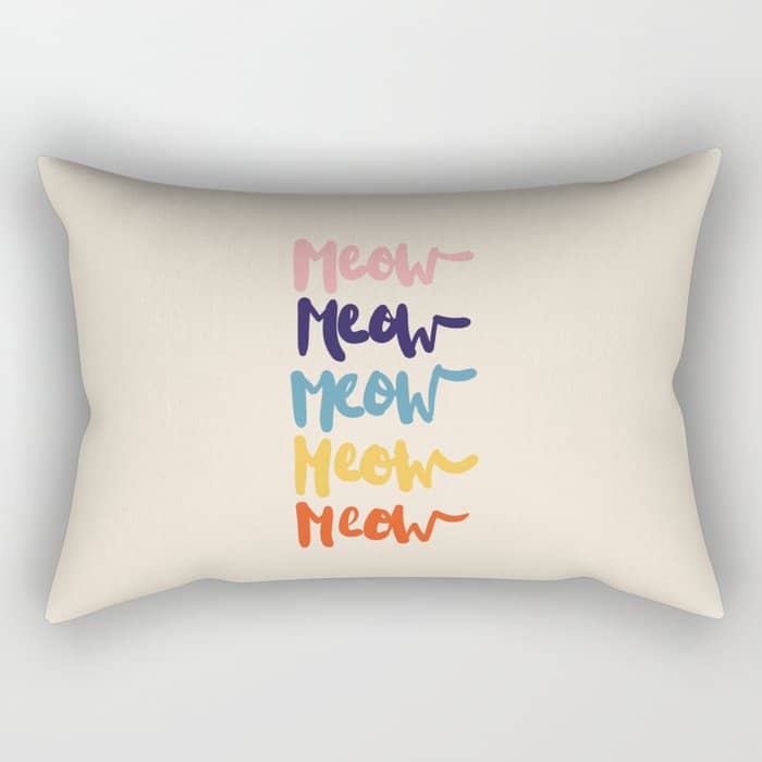Meow Meow Says The Cat - Typography Rectangular Pillow