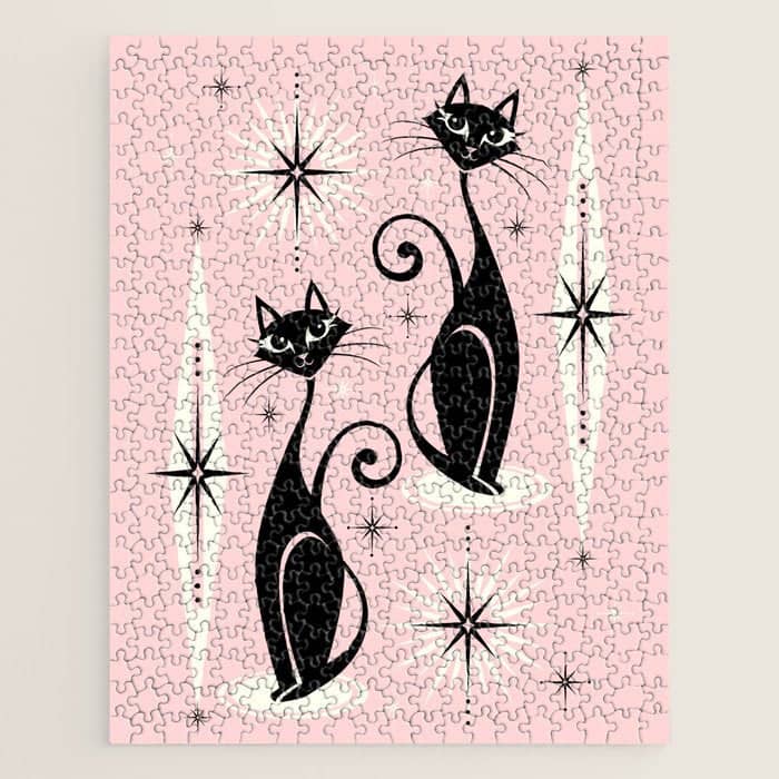 Mid Century Meow Retro Atomic Cats ©Studioxtine Jigsaw Puzzle