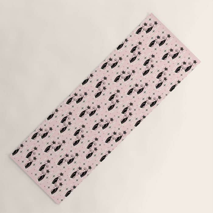 Mid Century Meow Retro Atomic Cats ©Studioxtine Yoga Mat