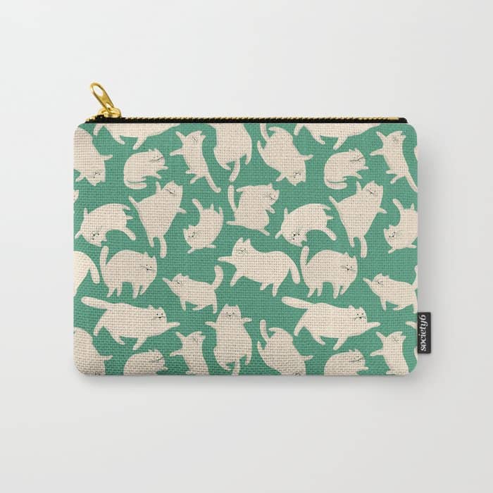 White Silly Cats Pattern Carry All Pouch