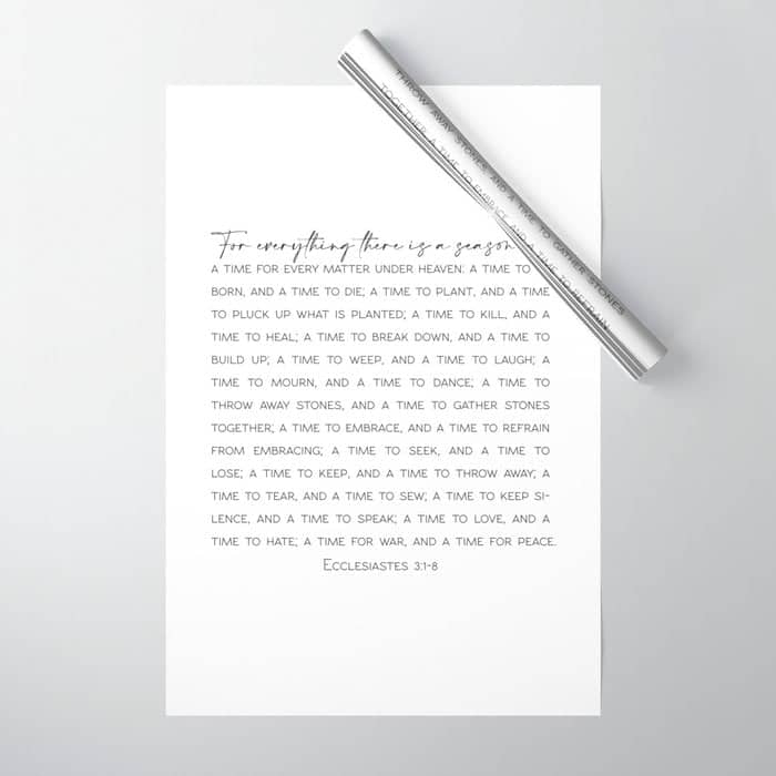 For Everything There Is A Season, Ecclesiastes 3:1-8 Wrapping Paper