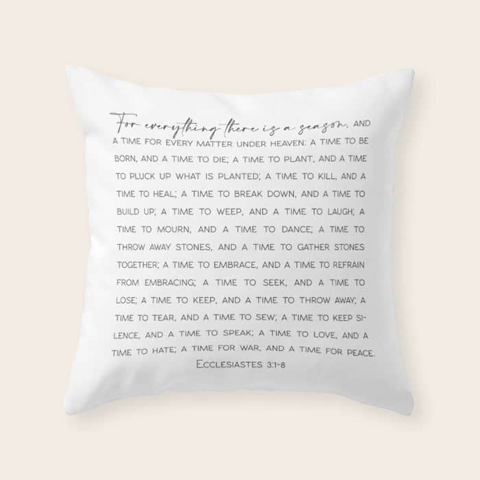 For Everything There Is A Season, Ecclesiastes 3:1-8 Throw Pillow