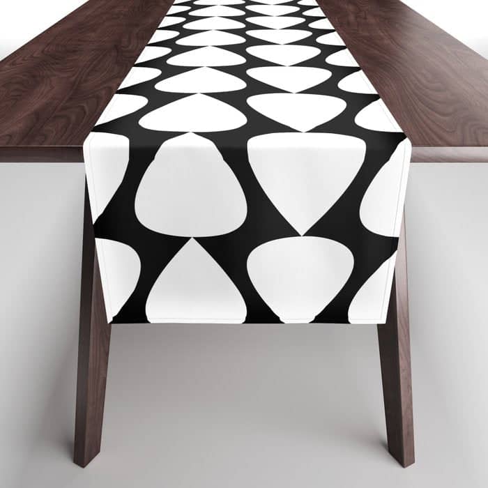 Plectrum Pattern In White And Black Table Runner
