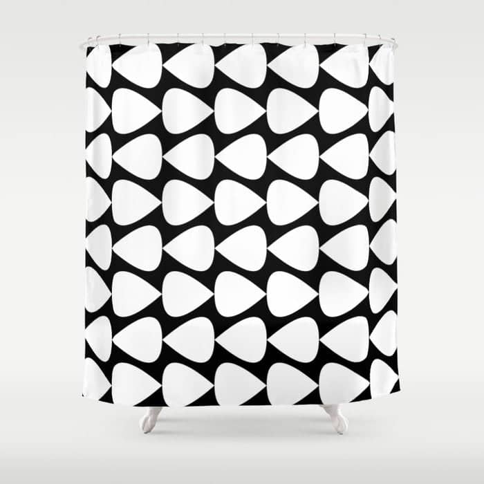 Plectrum Pattern In White And Black Shower Curtain