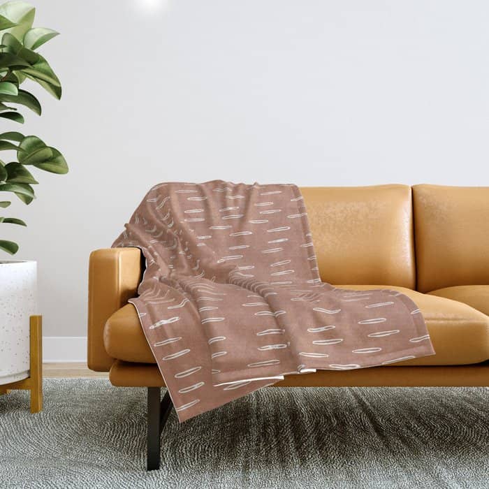 Boho Raindrops Abstract Pattern, Terracotta Throw Blanket