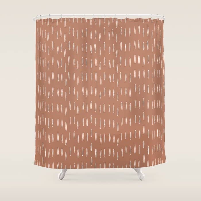 Boho Raindrops Abstract Pattern, Terracotta Shower Curtain