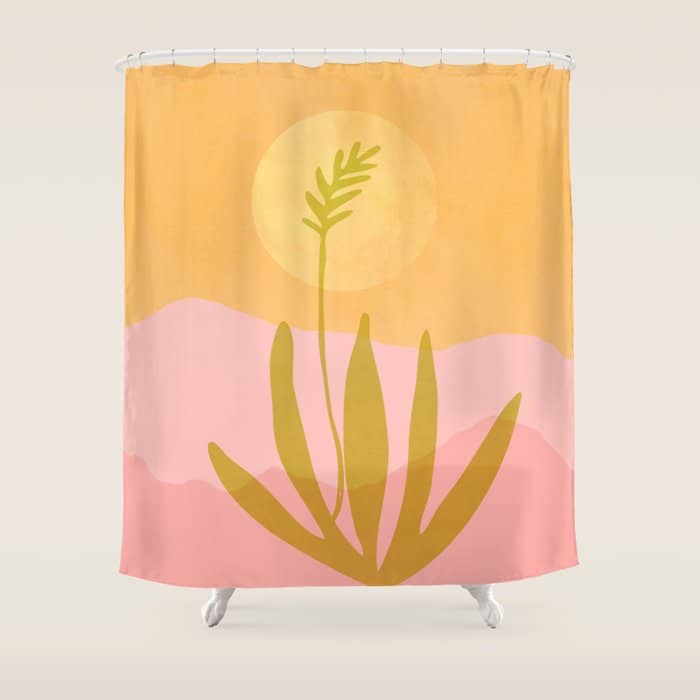 Golden Agave Desert Landscape Shower Curtain