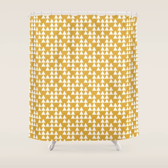 Festive Mustard Yellow, Triangles  Shower Curtain