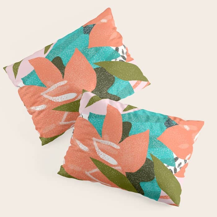 Forever In My Garden | Abstract Botanical Nature Plants Floral Painting | Quirky Modern Contemporary Pillow Sham