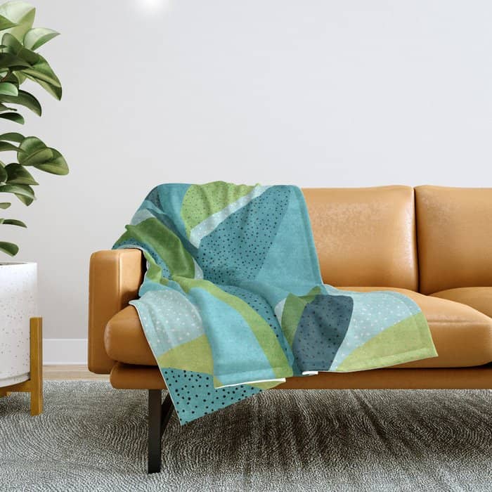 Coastal Abstract Botanical Throw Blanket