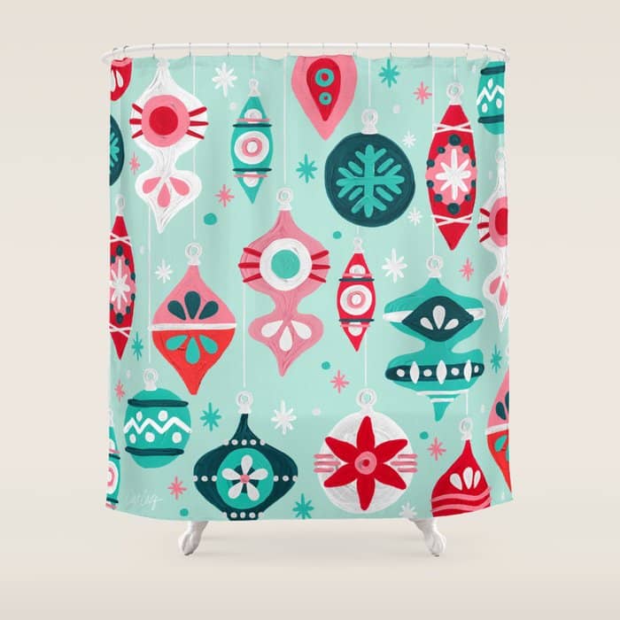 Christmas Ornaments - Mint Palette Shower Curtain