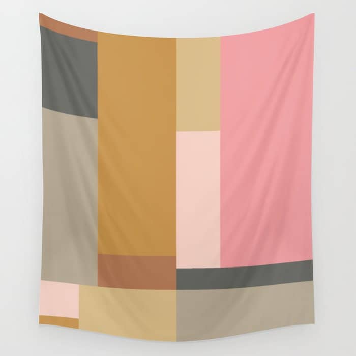 Color Block | Sage Green And Rose Pink Wall Tapestry