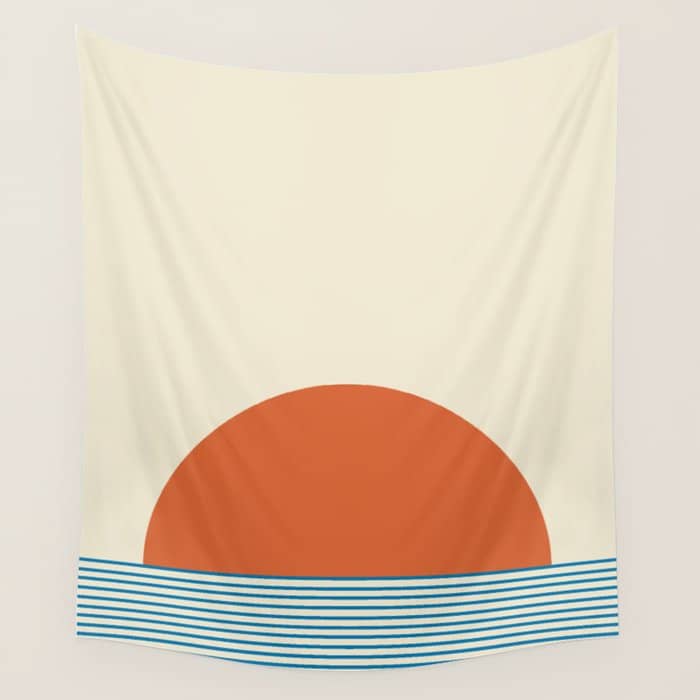 Sunrise Sunset Iv - Orange Blue Wall Tapestry