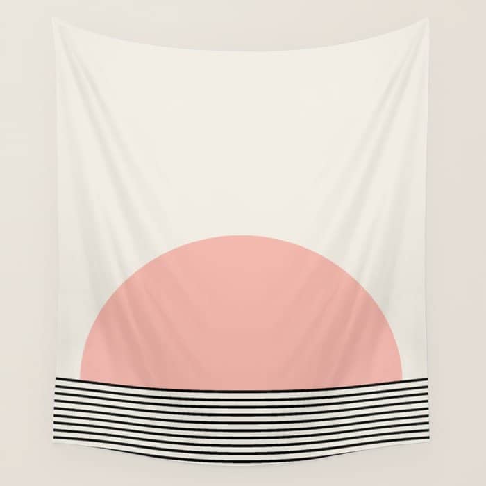 Sunrise Sunset Ii - Pink Black Wall Tapestry