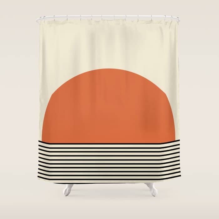 Sunrise Sunset I - Orange Black Shower Curtain