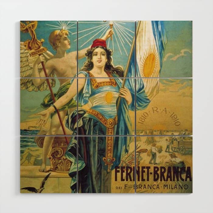 1910 Fernet Branca Liqueur Aperitif Advertisement Poster Print Wood Wall Art