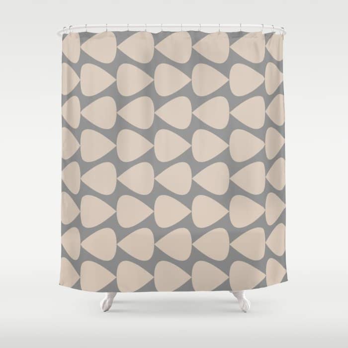 Plectrum Pattern In Putty And Gray Shower Curtain