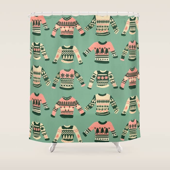 Christmas Sweaters - Vintage Blush Mint Palette Shower Curtain