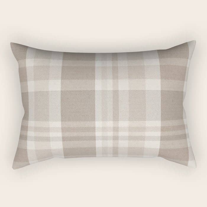 Checkered, Plaid Prints, Warm Brown Rectangular Pillow