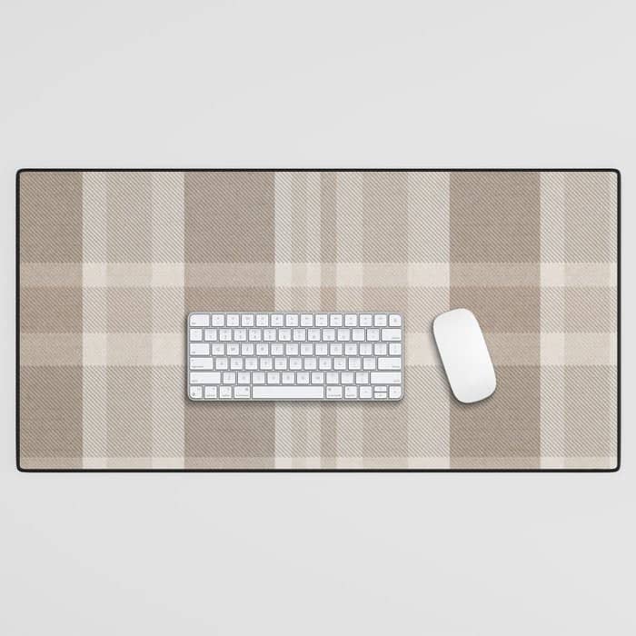 Checkered, Plaid Prints, Warm Brown Desk Mat