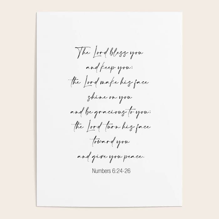 The Lord Bless You  - Numbers 6:24-26 Poster