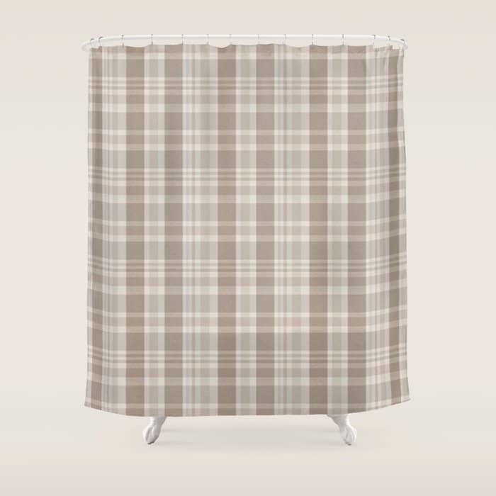 Checkered, Plaid Prints, Warm Brown Shower Curtain