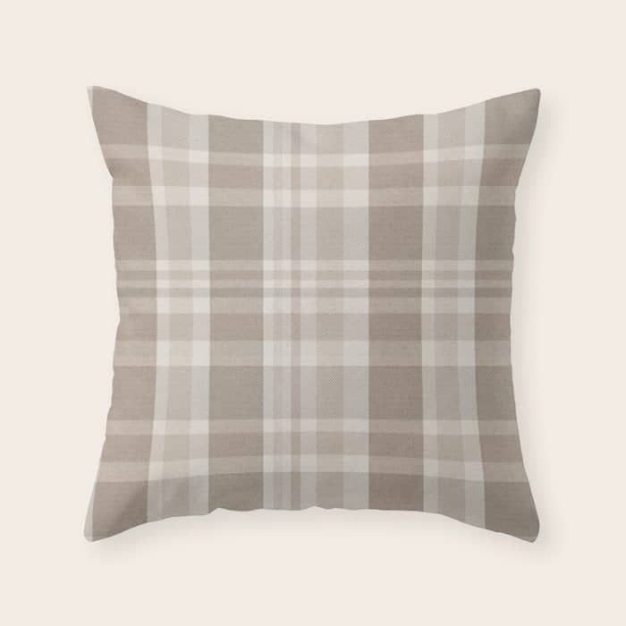 Checkered, Plaid Prints, Warm Brown Throw Pillow