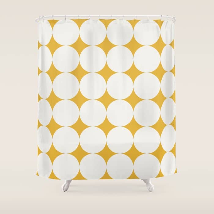 Circular Minimalism - Retro Yellow White Shower Curtain