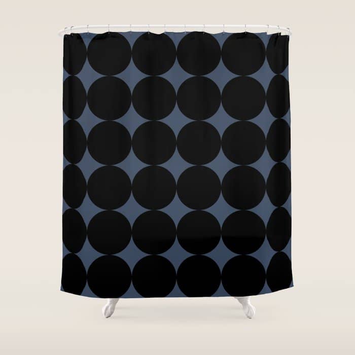 Circular Minimalism - Retro Blue Black Shower Curtain
