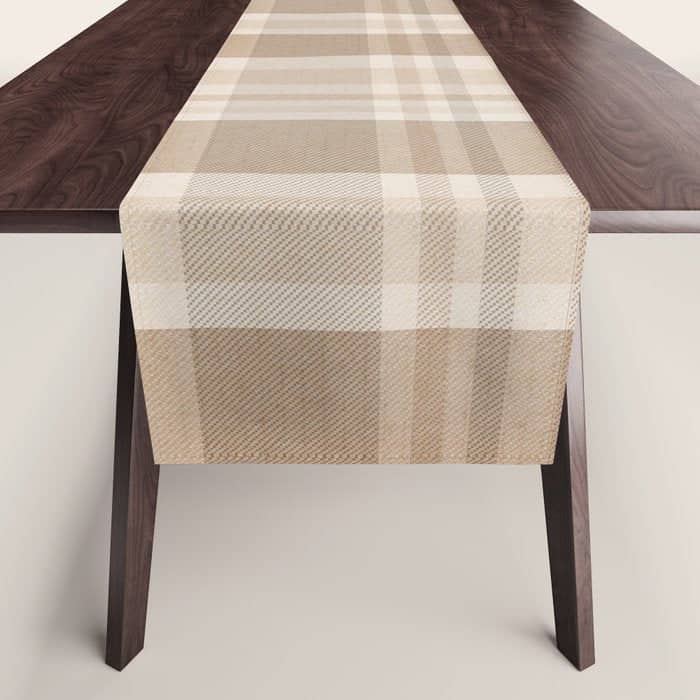 Plaid Prints, Brown And Beige Table Runner