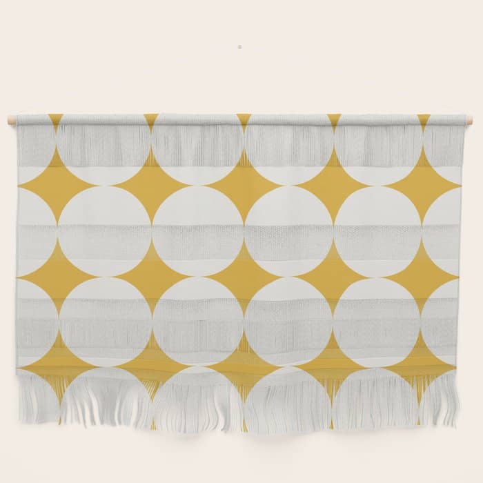 Circular Minimalism - Retro Yellow White Wall Hanging