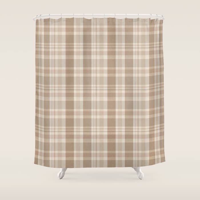 Plaid Prints, Brown And Beige Shower Curtain