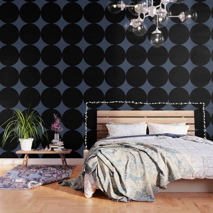 Circular Minimalism - Retro Blue Black Wallpaper